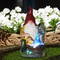 Solar Dwarf Statue Decorative Lamp Resin Crafts Courtyard Lawn Decoration