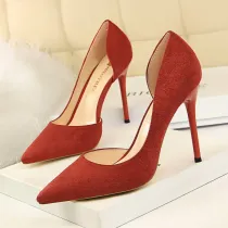 Leather Suede Solid Color Pointed Toe High Heel Shoes