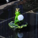 Resin Outdoor Garden Decoration Water Pool Animal Floating Figurine Solar Powered Light Crocodile Statue