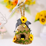 Bee Hive Decor Sunflower Hanging Knitting Beehive Ornaments