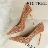 Women Sequins Bridal Elegant Party Sexy Pumps High Heel