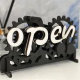 Open-Closed Sign Board Mechanism Convertible Wooden Gear Creative Manual Mechanical Hanging