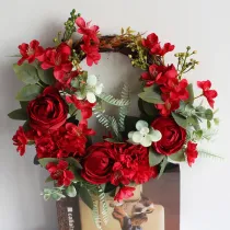 Rose Wreath Door Decor Wood Wall Hanging Wedding Ornament
