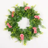 Rose Leaf Wreath Front Door Décor Artificial Flower Home Hanging Ornament