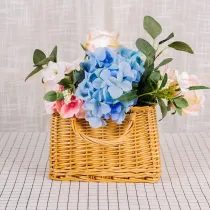 Hand Made Vintage Woven Basket with Bilateral Removable Handle