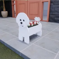 Cartoon Bichon Frisedog Flower Pot