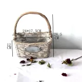 Fancy Long Handle White Gray Wicker Basket Hampers For Garden Flowers
