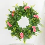 Rose Leaf Wreath Front Door Décor Artificial Flower Home Hanging Ornament