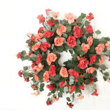 Two-tone Rose Flower Wreath Summer Door Décor Party Wedding Hanging Ornament