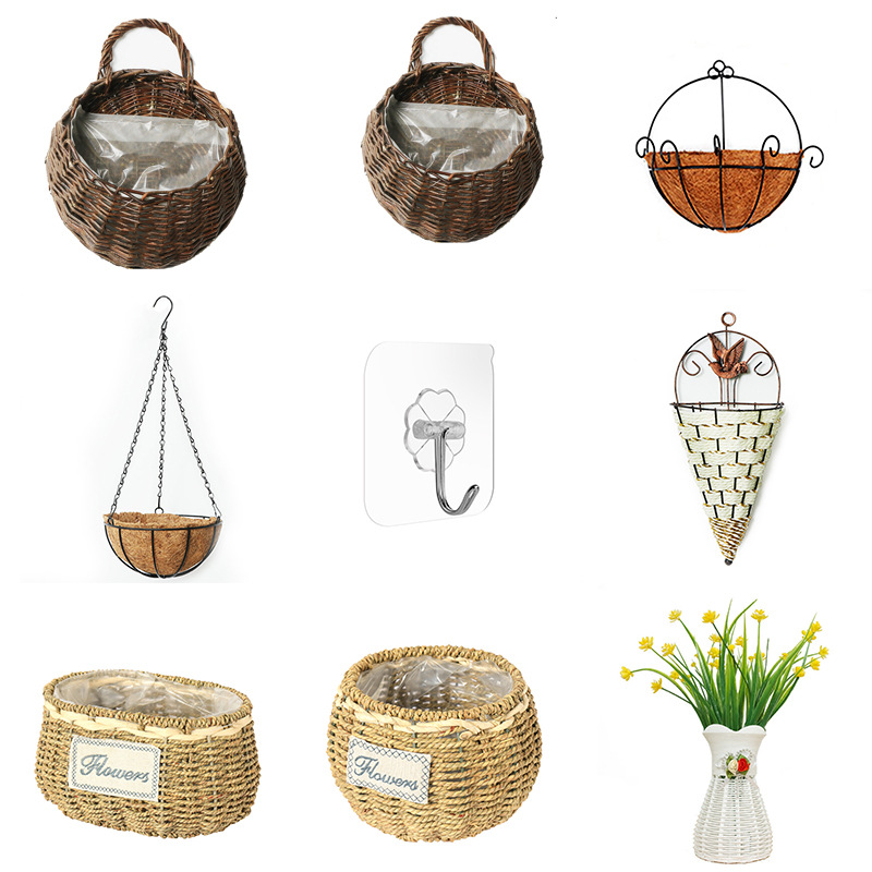 Natural Wicker Hanging Storage Basket Woven Hanging Basket