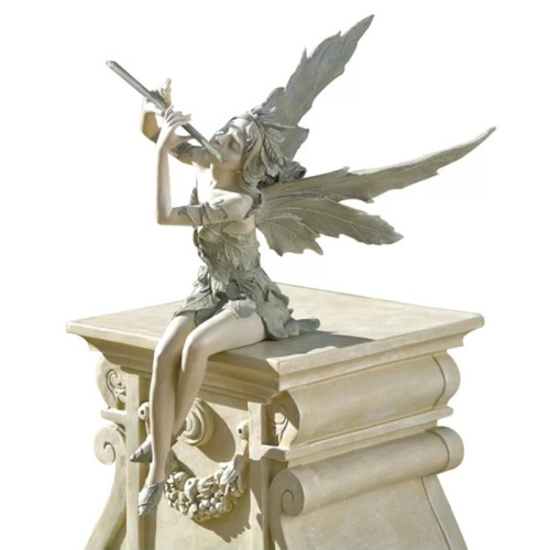 Polyresin Garden Fairy Wings Outdoor Flute Fairy Sculpture