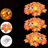 Maple Leaf Pumpkin Lantern Halloween Thanksgiving Christmas Courtyard Decoration Lights String
