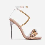 Metallic Chain Crystal Jewelry Ultra High Heel Sandals