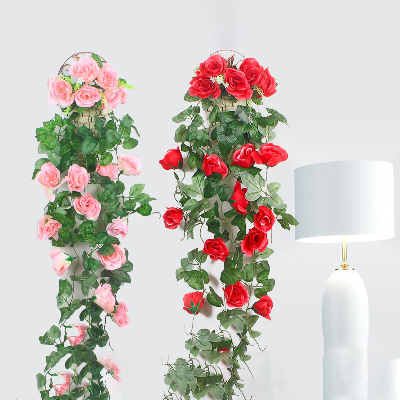 Home Garden Artificial Rose Hanging Flower Room Wall Decoration