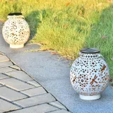 Solar Iron Hollow Hanging Garden Lantern Courtyard Decorative Lamp