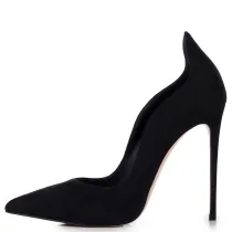 Women Classic Suede Slip On High Heels Office Shoes