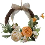 Artificial Peony Wreath Front Door Décor Home Wall Hanging Flower Ornament