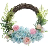 Rose Hydrangea Flower Wreath Front Door Décor Home Wall Hanging Wedding Ornament