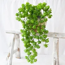 Home Garden Artificial Hanging Branch Pearl Lotus Succulents Plants