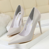 Leather Fashion Simple Women's Shoes High Heels Stiletto Pointed Sexy Single Shoes