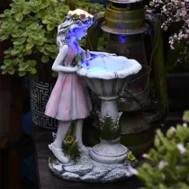 Solar Garden Resin Ornaments Flower Fairy Crafts Garden Lawn Decorative Lamp