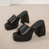 Open Toe Chunky Heels Platform Slipper Sandals