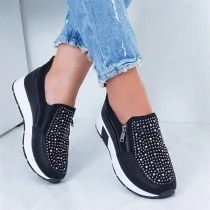 Jewelry Zipper Low Top Platform Walking Sneakers