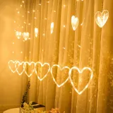 Heart Shaped Curtain Light Fairy String Lights Outdoor for Party Home Wedding New Year Decoration