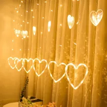 Heart Shaped Curtain Light Fairy String Lights Outdoor for Party Home Wedding New Year Decoration