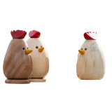 Wooden Chickens Handmade Rooster Hen Ornaments Garden Decoration