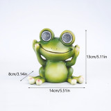 Cute 3D Resin Frog Solar Energy Lights Garden Crafts Decoration
