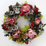 Peony Rustic Farmhouse Decorative Artificial Flower Wreath Wedding Ornament
