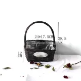Fancy Long Handle White Gray Wicker Basket Hampers For Garden Flowers