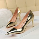 Metallic Gold Bling Wedding Party Stiletto Elegant Thin High Heels Pumps Shoes