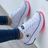 Women Low-top Single Shoes Thick-soled Candy Color Flats Female Canvas Sneaker