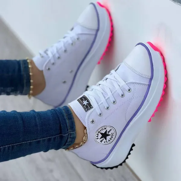 Women Low-top Single Shoes Thick-soled Candy Color Flats Female Canvas Sneaker