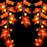 Maple Leaf Pumpkin Lantern Halloween Thanksgiving Christmas Courtyard Decoration Lights String