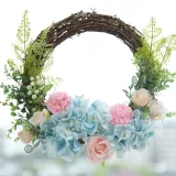 Rose Hydrangea Flower Wreath Front Door Décor Home Wall Hanging Wedding Ornament