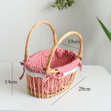 Retro Wicker Woven Storage Basket Hollow Out Gift Basket with Handle