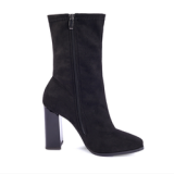 Women Suede Sexy Square Toe Chunky Heel Ankle Boots