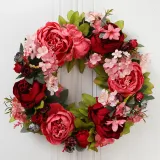 Peony Wreath Front Door Decor Flower Wall Hanging Wedding Ornament