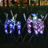 Solar Garden Butterfly and Flower Light Statue Lighting for Outdoor Decoration