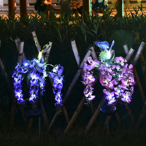 Solar Garden Butterfly and Flower Light Statue Lighting for Outdoor Decoration