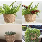 Straw Weaving Flower Basket Portable Handmade Home Decoration