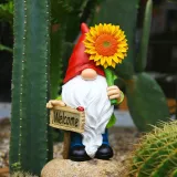White Beard Dwarf Cartoon Solar Lamp Elves Welcome Card Christmas Light Decorations