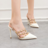 Metal Rivets Thick Heels Wedding Office Sandals Shoes