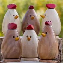 Wooden Chickens Handmade Rooster Hen Ornaments Garden Decoration