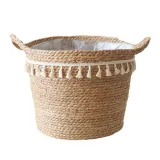 Tassel Rattan Straw Flower Basket Woven Bag Decorative Storage Basket Rattan Basket