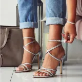 Metallic Stiletto Pointy High Heel Sandals Shoes