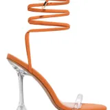 Leopard Tie-up Transparent Stiletto High Heel Sandals